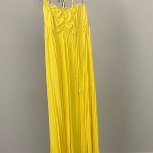 SEXY Backless bright yellow dress with ties over shoulder